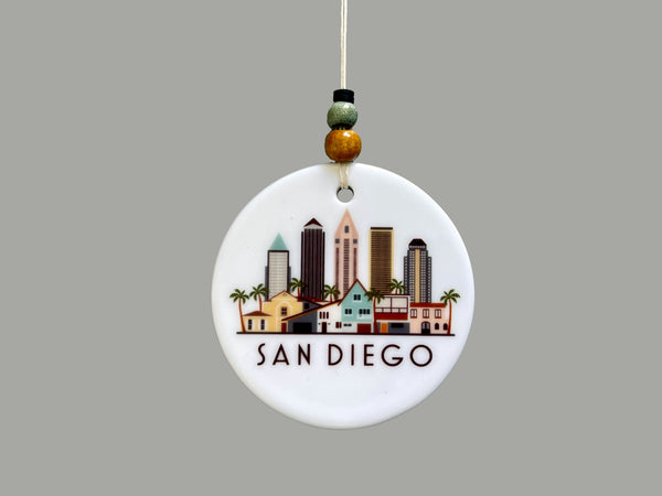 San Diego California Skyline Graphic Ornament | City Scene Tree Decoration | Christmas Xmas Holiday Ornament