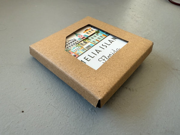 Amelia Island Florida Illustrated Skyline Ceramic Fridge Magnet