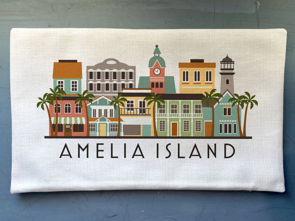 Amelia Island Florida Graphic Lumbar Pillow Cover | Throw Pillow Cushion Sham