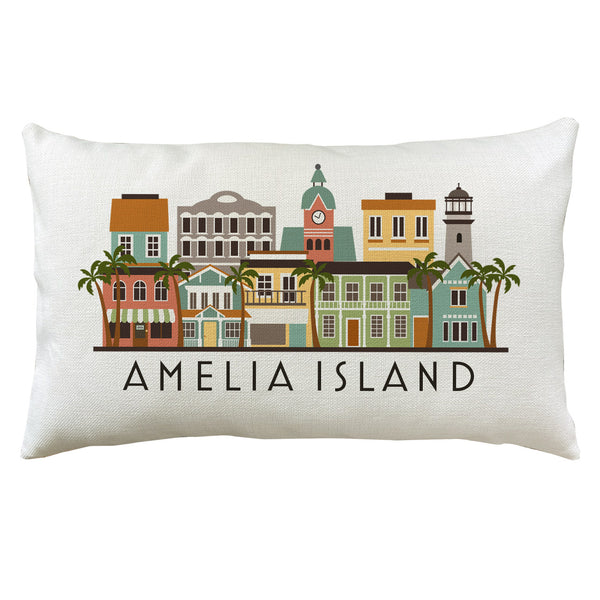 Amelia Island Florida Graphic Lumbar Pillow Cover | Throw Pillow Cushion Sham
