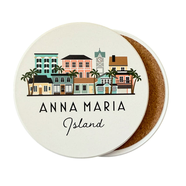 Coaster with Anna Maria Island design on a white background