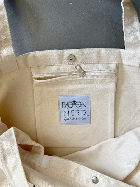 Book Nerd Pocket Tote Bag | Shopping Tote Beach Bag
