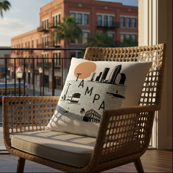 Tampa Collage Graphic Icon Pillow Cover
