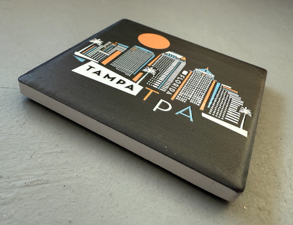 Tampa Florida Black Geometric Skyline Ceramic Fridge Magnet