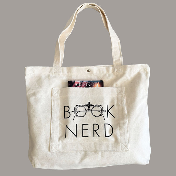 Book Nerd Pocket Tote Bag | Shopping Tote Beach Bag