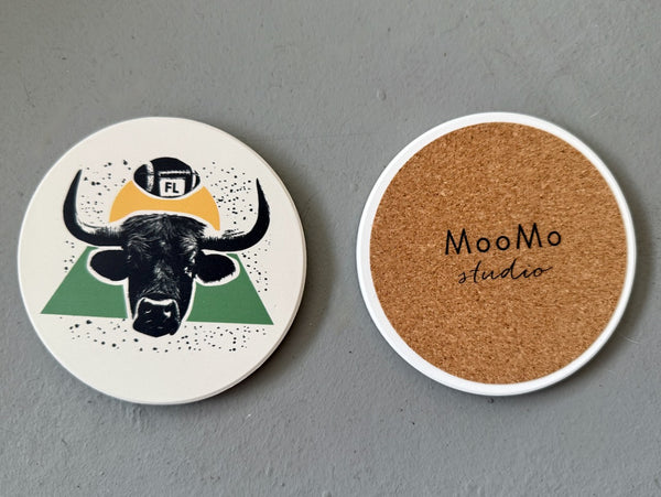 Bulls Tampa Absorbent Flat Ceramic Coaster with Cork Backing