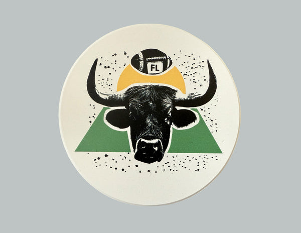 Bulls Tampa Absorbent Flat Ceramic Coaster with Cork Backing