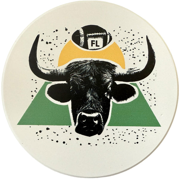 Bulls Tampa Absorbent Flat Ceramic Coaster with Cork Backing