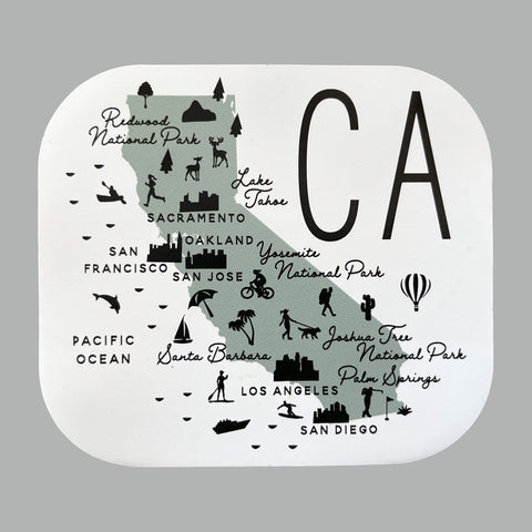 California Icon Map with Cities Waterproof Magnet | Locker Decoration | Fridge Car Vinyl Magnet