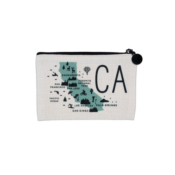 California Icon Map Zipper Pouch Purse