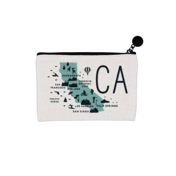 California Icon Map Zipper Pouch Purse