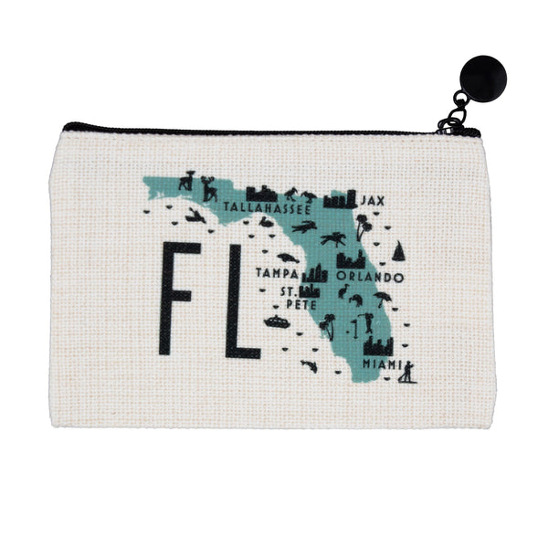 Florida Map Zipper Pouch Purse Wallet