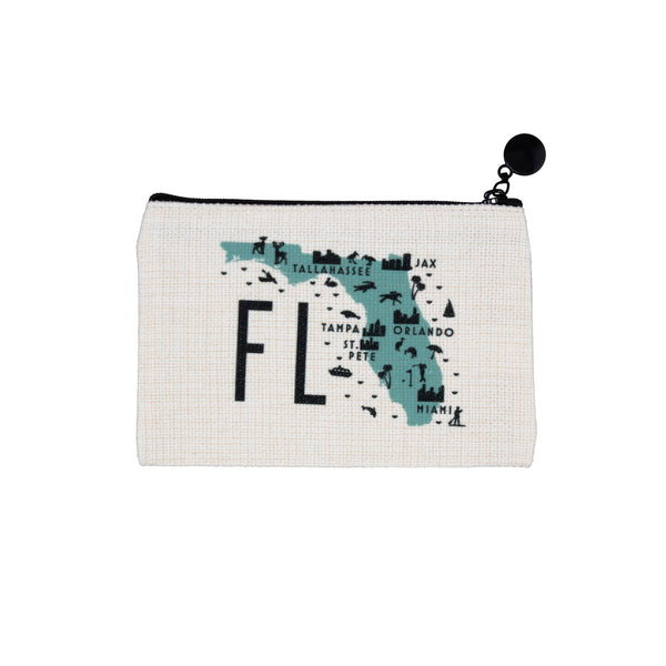 Florida Map Zipper Pouch Purse Wallet