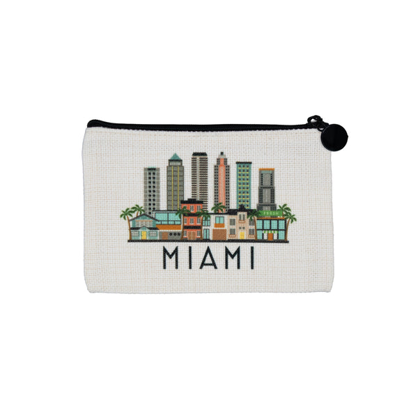 Miami Florida Skyline Zipper Pouch Purse
