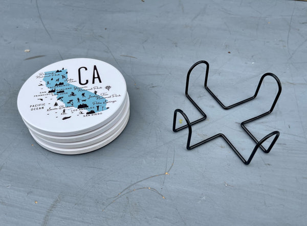 California State Icon Map Flat Ceramic Coaster with Cork Backing