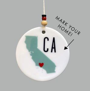 California Map Ornament | Mark You Home CA State Tree Decoration | Personal Christmas Xmas Holiday Ornament
