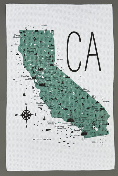 California State Map Microfiber Kitchen Towel