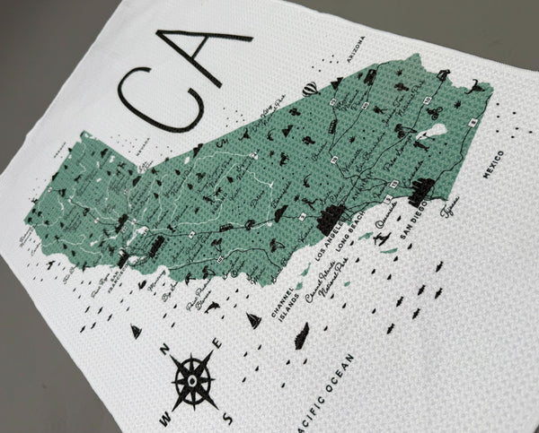 California State Map Microfiber Kitchen Towel