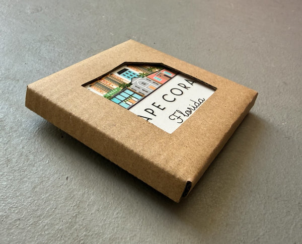 Cape Coral Florida Illustrated Skyline Ceramic Fridge Magnet