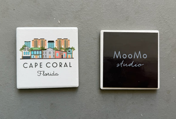 Cape Coral Florida Illustrated Skyline Ceramic Fridge Magnet