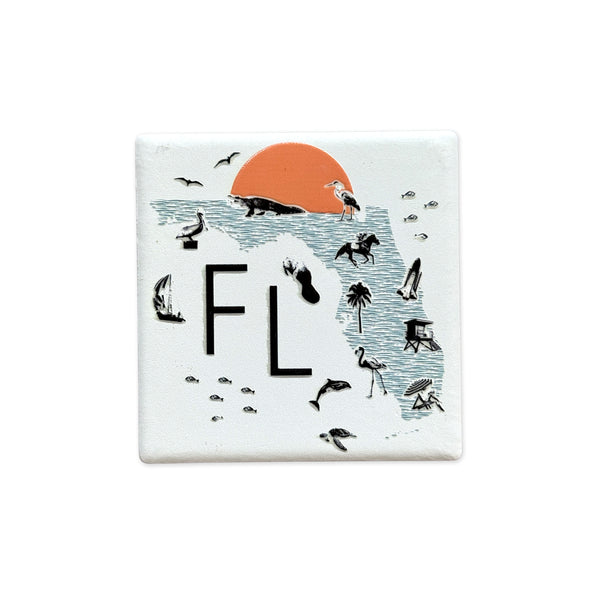 Florida Collage with Icons Ceramic Fridge Magnet
