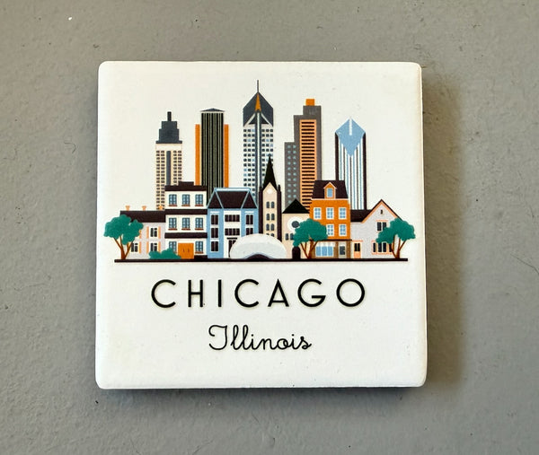 Chicago Illustrated Skyline Ceramic Fridge Magnet