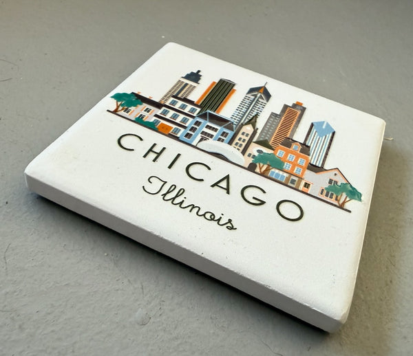 Chicago Illustrated Skyline Ceramic Fridge Magnet