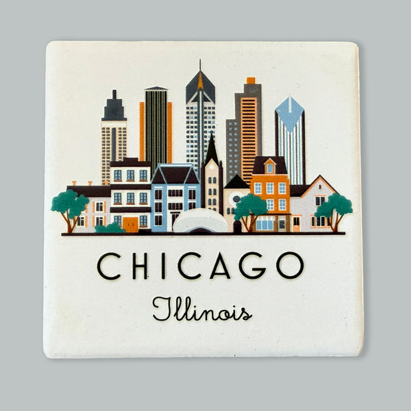 Chicago Illustrated Skyline Ceramic Fridge Magnet