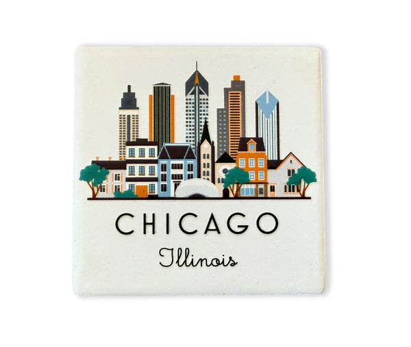 Chicago Illustrated Skyline Ceramic Fridge Magnet