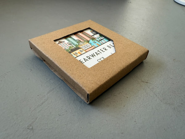 Clearwater Beach Florida Illustrated Skyline Ceramic Fridge Magnet