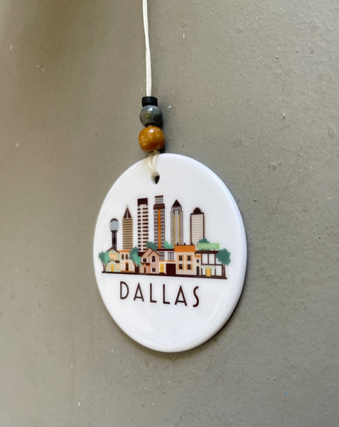 Dallas Texas Skyline Graphic Ornament | City Scene Tree Decoration | Christmas Xmas Holiday Ornament