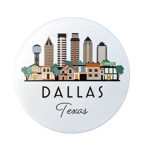 Dallas Texas Cityscape Skyline Graphic Flat Ceramic Coaster with Cork Backing