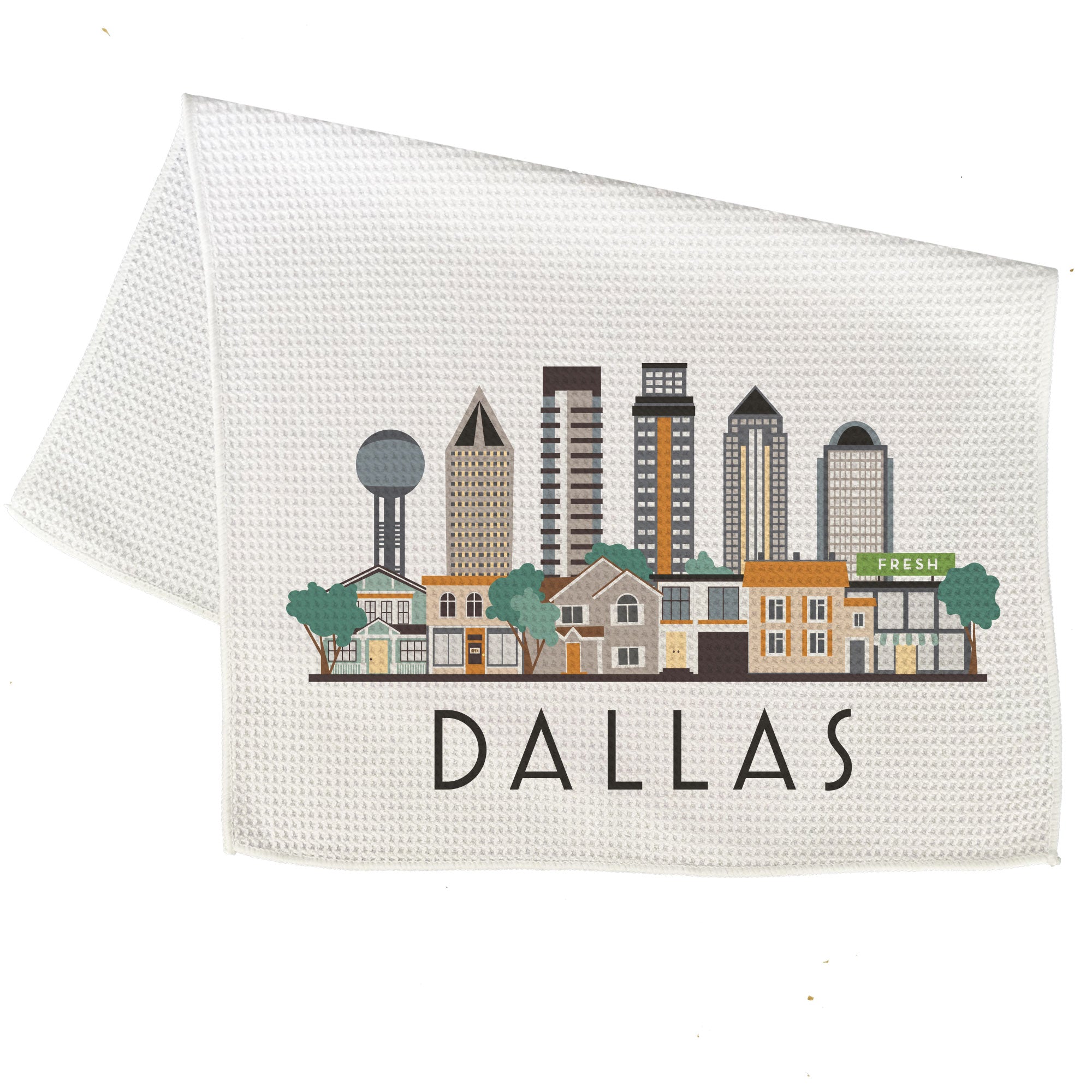 Dallas Texas Cityscape Skyline Graphic Microfiber Kitchen Towel Graphic Print