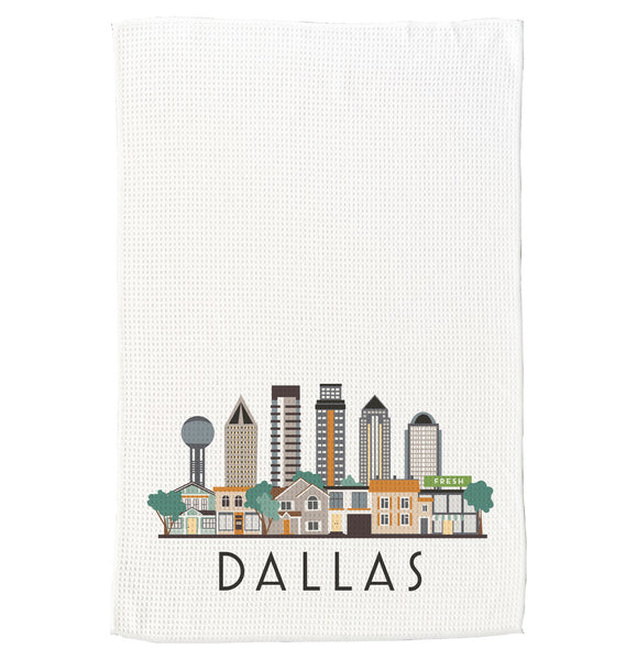 Dallas Texas Cityscape Skyline Graphic Microfiber Kitchen Towel Graphic Print