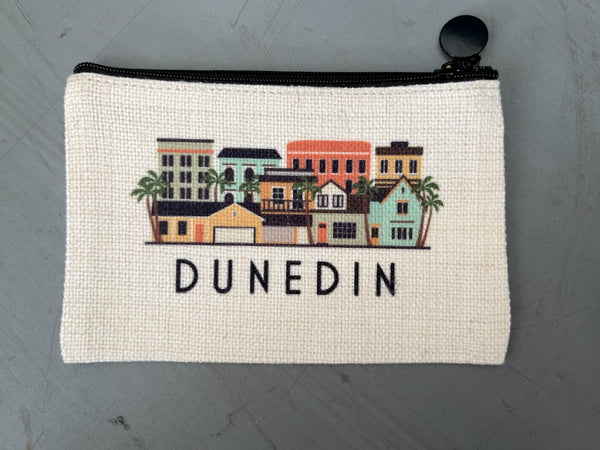 Dunedin Florida Cityscape Graphic Skyline Flat Coin Purse Zipper Gift Credit Card Pouch