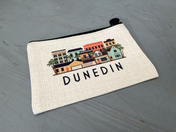 Dunedin Florida Cityscape Graphic Skyline Flat Coin Purse Zipper Gift Credit Card Pouch