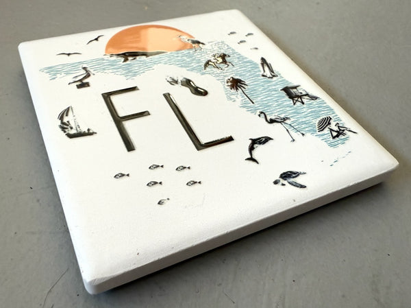 Florida Collage with Icons Ceramic Fridge Magnet