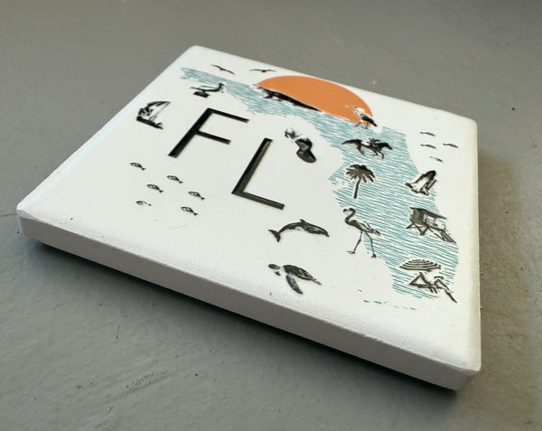 Florida Collage with Icons Ceramic Fridge Magnet