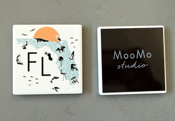 Florida Collage with Icons Ceramic Fridge Magnet