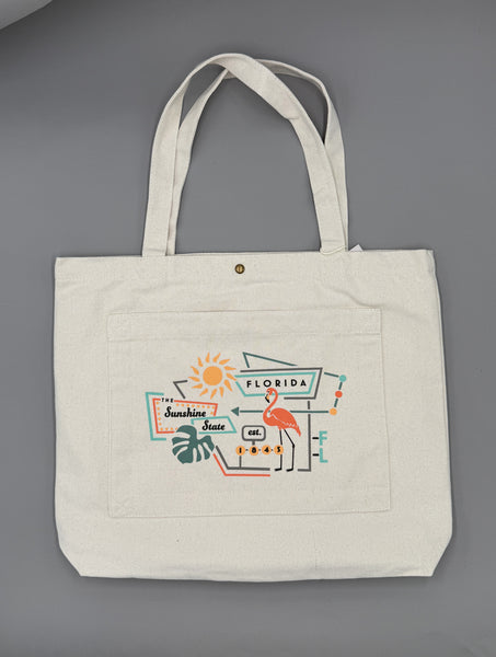 Florida Flamingo Club Double Pocket Tote Bag