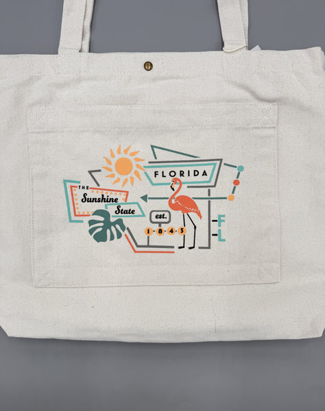 Florida Flamingo Club Double Pocket Tote Bag