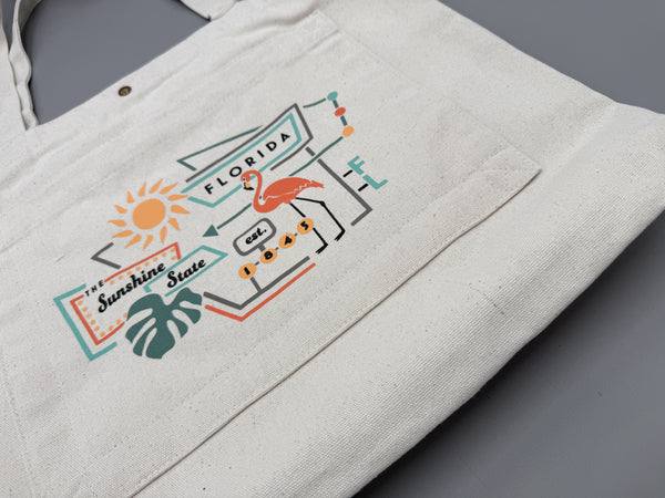 Florida Flamingo Club Double Pocket Tote Bag