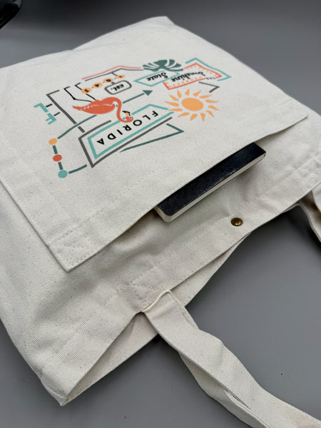 Florida Flamingo Club Double Pocket Tote Bag