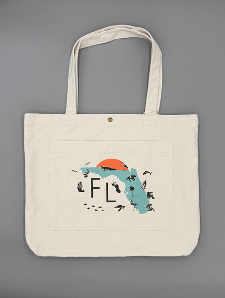 Florida Map Collage Double Pocket Tote Bag