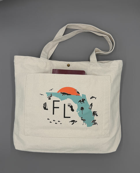 Florida Map Collage Double Pocket Tote Bag