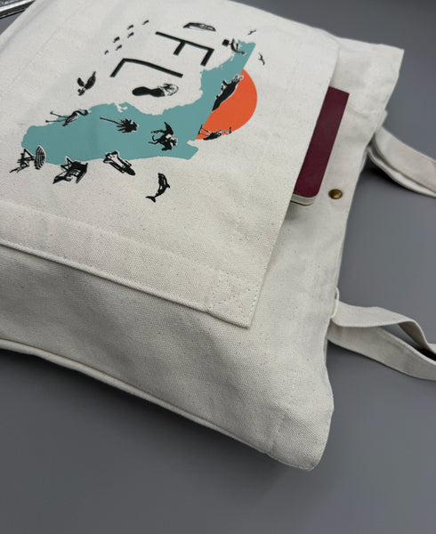 Florida Map Collage Double Pocket Tote Bag