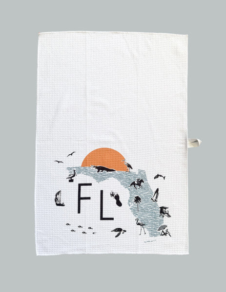 Florida Collage with Icons Microfiber Kitchen and Hand Towel
