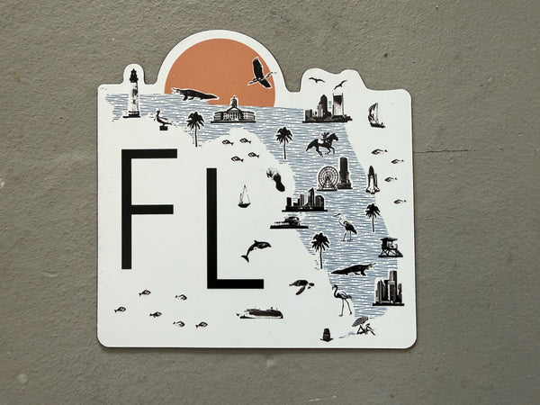 Florida Collage Icon Map Waterproof Magnet