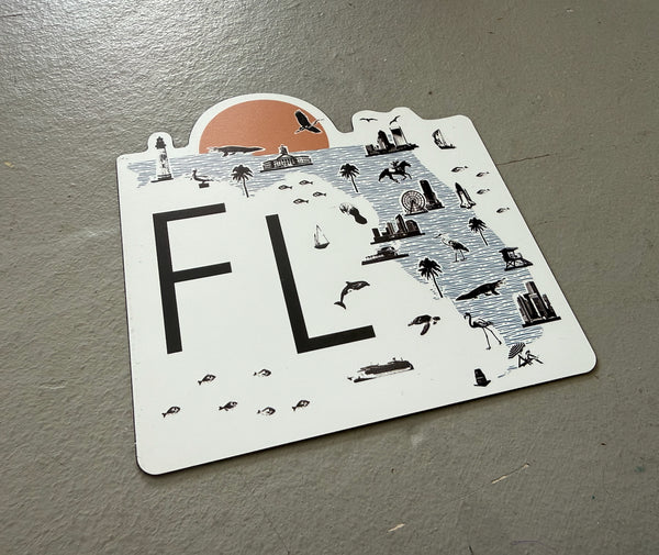 Florida Collage Icon Map Waterproof Magnet