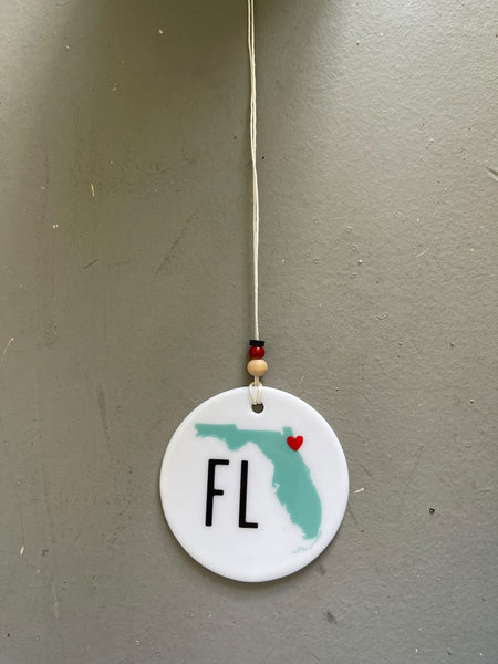 Florida Map Ornament | FL State Tree Decoration | Personal Christmas Xmas Holiday Ornament